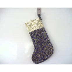 Sale Nikolausstiefel in blau-gold mit Perlenhängern genäht von Nikolausstiefel
