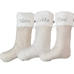 Sale Nikolausstrumpf XXL / Nikolausstiefel / Nikolaussocke mit Namen personalisiert in beige Nikolausstiefel