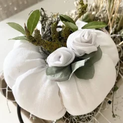 Sale Nostalgie Kürbis aus weißem Leinen Herbstdeko im Landhausstil Herbst