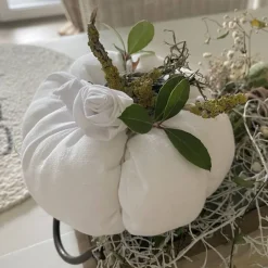 Sale Nostalgie Kürbis aus weißem Leinen Herbstdeko im Landhausstil Herbst