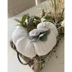 Sale Nostalgie Kürbis aus weißem Leinen Herbstdeko im Landhausstil Herbst