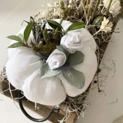 Sale Nostalgie Kürbis aus weißem Leinen Herbstdeko im Landhausstil Herbst