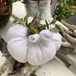 Sale Nostalgie Kürbis aus weißem Leinen Herbstdeko im Landhausstil Herbst