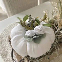 Sale Nostalgie Kürbis aus weißem Leinen Herbstdeko im Landhausstil Herbst