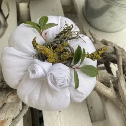 Sale Nostalgie Kürbis aus weißem Leinen Herbstdeko im Landhausstil Herbst