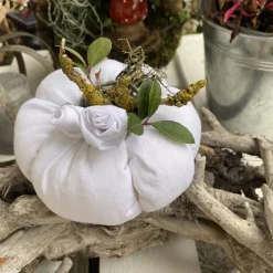 Sale Nostalgie Kürbis aus weißem Leinen Herbstdeko im Landhausstil Herbst