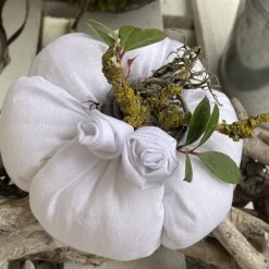 Sale Nostalgie Kürbis aus weißem Leinen Herbstdeko im Landhausstil Herbst