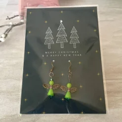 Weihnachtsgeschenke|UtosaDesign Ohrringe * Schutzengel * Grün * Ohrhaken Kupfer * Grußkarte Weihnachten * Geschenkidee