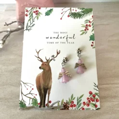 Weihnachtsgeschenke|UtosaDesign Ohrringe * Schutzengel * Rosa * Ohrhaken 925er Silber * Grußkarte Weihnachten * Geschenkidee