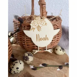 Osteranhänger mit Namen / personalisierte Anhänger Hase Küken / Osterkorb für Kinder Osterkörbchen