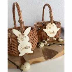 Osteranhänger mit Namen / personalisierte Anhänger Hase Küken / Osterkorb für Kinder Osterkörbchen