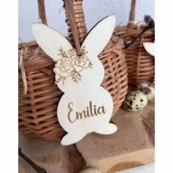 Osteranhänger mit Namen / personalisierte Anhänger Hase Küken / Osterkorb für Kinder Osterkörbchen