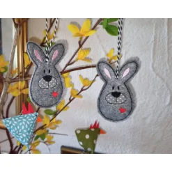 Osterdeko|SonnenGlueck Handmade Osterdeko Hase Filz Anhänger gestickt Osterhase Ostern Geschenk Frühlingsdeko Landhausstil