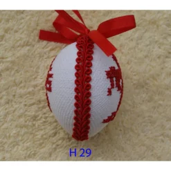 Outlet Osterdeko, Kreuzstich Osterei,  religiöses Motiv  Handgestickt, rot-weiß 6cm Ostereier