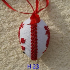 Outlet Osterdeko, Kreuzstich Osterei,  Oster Motiv  Handgestickt, rot-weiß 6cm Ostereier
