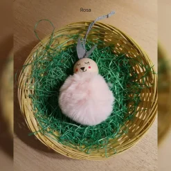 Clearance Osterdeko Pompon-Häschen ca. 8cm, handgemachte Osterhäschen, flauschige Osterdeko-Anhänger, Hasen-Anhänger Osterstrauch Osterhasen