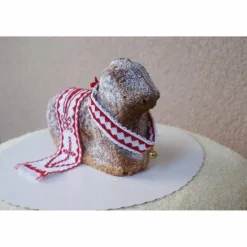 New Osterdeko, Weiheset für das Osterlamm,  rot weiß Kreuzstich Ostertischdeko