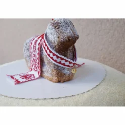 New Osterdeko, Weiheset für das Osterlamm,  rot weiß Kreuzstich Ostertischdeko