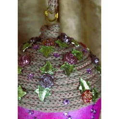 Outlet Osterei PINK/GRAU mit Acrylfarbe bemalt und mit Wolle und Schmucksteinen verziert Osterdeko Hängedeko großes Osterei Ostereier