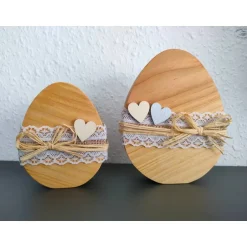Ostereier aus Douglasienholz natur, 2er-Set / Osterdekoration Osterdeko