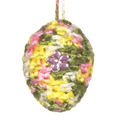 Sale Ostereier Set gehäkelt – 3 Ostereier & 3 Blüten in Pastellfarben zum Aufhängen – Handarbeit Osterdeko rosa weiß grün gelb Ostereier