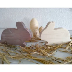 Clearance Osterhase aus Holz / Hase / natur oder metallic Osterhasen