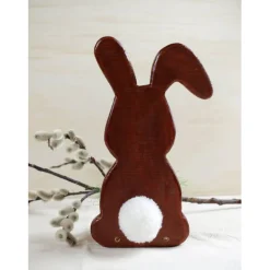 Best Osterhase aus Holz handgemacht – Rustikale Osterdeko, Unikat mit Ei & Puschel Osterhasen