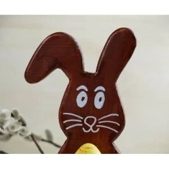 Best Osterhase aus Holz handgemacht – Rustikale Osterdeko, Unikat mit Ei & Puschel Osterhasen