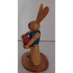 Sale Osterhase bringt die Eier – 80 Jahre Handarbeit aus dem Erzgebirge DDR, 5x3 cm, H=7,5 cm Osterdeko
