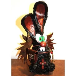 Osterhasen|Susanne Hiebl...die etwas andere Art! Osterhase DARK ANGELINO handgefertigte Künstler-Figur Osterdeko Geschenk für Gothic-Fans Geldgeschenk