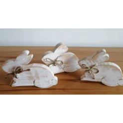 Osterhasen|ZauberhafteDinge24 Osterhase 3er-Set *1cm* aus Fichtenholz gesägt im Shabby-Look kaufen