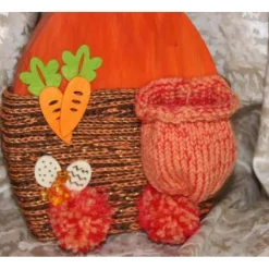 Clearance Osterhase Hasenfigur ORANGE zauberhafter Holzhase mit handgestrickten Accessoires bemalt mit Acrylfarben Osterdeko Osterhasen