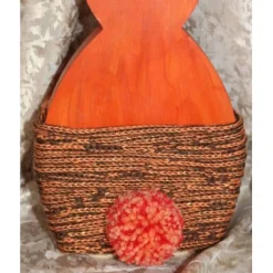 Clearance Osterhase Hasenfigur ORANGE zauberhafter Holzhase mit handgestrickten Accessoires bemalt mit Acrylfarben Osterdeko Osterhasen