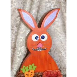 Clearance Osterhase Hasenfigur ORANGE zauberhafter Holzhase mit handgestrickten Accessoires bemalt mit Acrylfarben Osterdeko Osterhasen