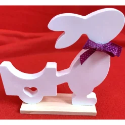 Geschenkverpackungen|Iras Kreativ Welt Osterhase mit Schub Karre, Reliefgießmasse, weiß