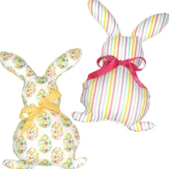 Discount Osterhasen Stoffhasen 2er Set Bunt – Handgemachte Deko Hasen aus Baumwollstoff Osterhasen