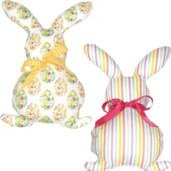 Discount Osterhasen Stoffhasen 2er Set Bunt – Handgemachte Deko Hasen aus Baumwollstoff Osterhasen