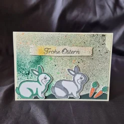 Outlet Osterkarte / Osterhasen / Möhrenmotiv / Frohe Ostern Spruch / handgefertigte Grußkarte / Möhrenmotiv Osterkarten