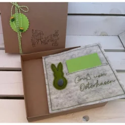 Online OSTERKARTE AUS FILZ, Geldgeschenk, Geschenkbox, Gutscheinbox, ... Gutschein, ...OSTERN...OSTERHASE... Geschenkverpackungen