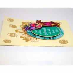Outlet Osterkarte #3-D-Optik #Osterei mit Spruch, #Osterhasen, #Frühlingsblumen Osterkarten