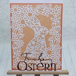 Osterkarten|Kleine Schätze Osterkarte Hase mit zartem Blumenmuster – Hologramm Effekt, Frühling, Umschlag