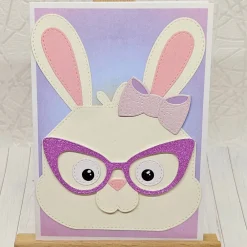 New Osterkarte Häsin mit pinker Glitzerbrille und Umschlag – Stilvolle Ostergrußkarte Osterkarten