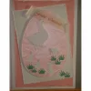 Sale Osterkarte mit Küken und Osterhase Unikat elegant in pastell rosa weiß Osterkarten