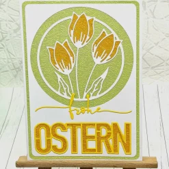 Osterkarten|Kleine Schätze Osterkarte Tulpen gelb – Frühlingskarte mit Umschlag, edle Handarbeit