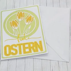 Osterkarten|Kleine Schätze Osterkarte Tulpen gelb – Frühlingskarte mit Umschlag, edle Handarbeit