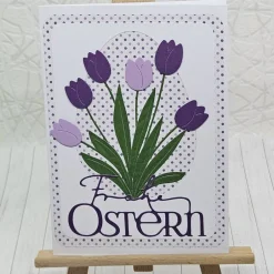 Hot Osterkarte Tulpenstrauß lila – Frühlingskarte mit violettem Tulpenmotiv & Umschlag Osterkarten