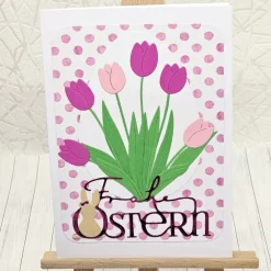 Hot Osterkarte Tulpenstrauß pink und rosa – Frühlingsgruß mit Umschlag Osterkarten