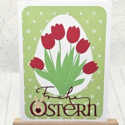 Osterkarten|Kleine Schätze Osterkarte Tulpenstrauß rot – Frühlingsgruß mit Umschlag & sicherem Versand
