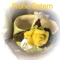 Osterkorb handgefilzt, 100% Wolle Osterkörbchen