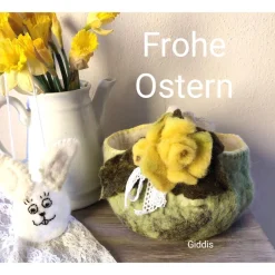 Osterkorb handgefilzt, 100% Wolle Osterkörbchen